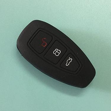 Imagem de YJADHU Capa de silicone para chave de carro de substituição de 3 botões protetor de chave, apto para Ford Mondeo Focus Fiesta Kuga C-Max S-Max MK3, preto A