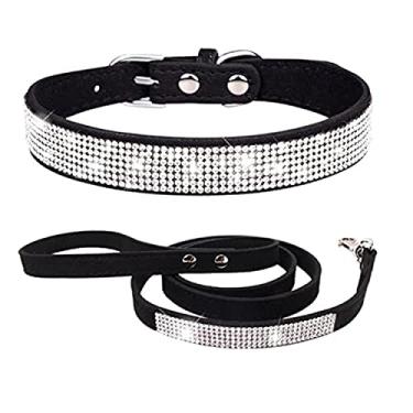 Imagem de Conjunto de coleiras de cachorro para cães pequenos, lindos strass, deslumbrantes, macios, brilhantes, brilhantes, diamantes, filhotes, coleiras para animais de estimação, para cães pequenos, médios e