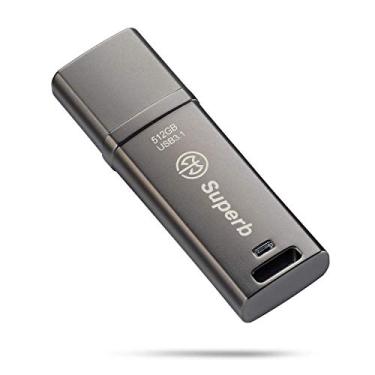 Imagem de AXE MEMORY SuperSpeed Flash Drive USB 3.1 de 512 GB, estrutura de metal, velocidade de leitura ideal de até 400 MB/s. Velocidade de gravação de até 300 MB/s, cinza metálico (AX3F512)