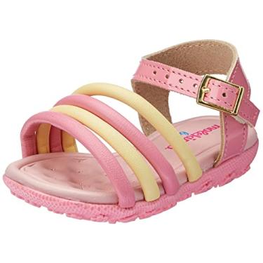 Imagem de Sandália Molekinha Infantil Bebê-Meninas, Rosa/Amarelo, 17