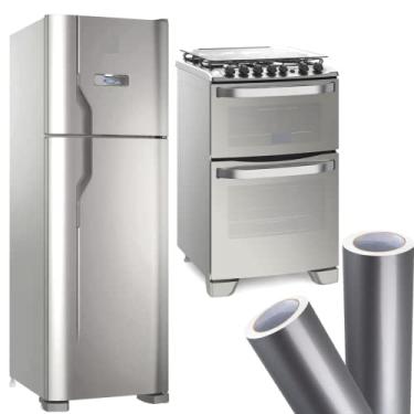 Imagem de Adesivo Envelopamento Prata Inox Geladeira Fogão 2m x 60cm