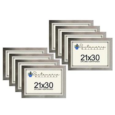 Imagem de Kit 8 Molduras Porta Diploma Certificado A4 21x30 Prateado