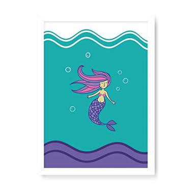 Imagem de Arte Maníacos Quadro Decorativo Sereia - 23x16,25cm (Moldura em laca branca)
