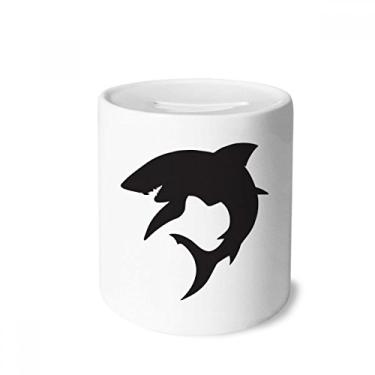 Imagem de DIYthinker Caixa de moedas de cerâmica com desenho de tubarão oceano azul feroz caixa de dinheiro porta-moedas presente de cofrinho