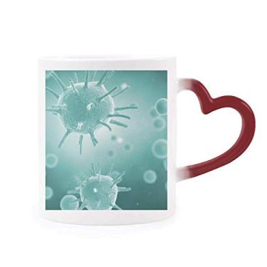 Imagem de Caneca sensível ao calor com imagem de célula de criatura, estampa de microscópio, copo de grés que muda de cor vermelha