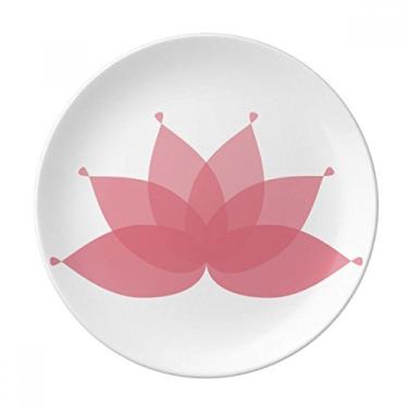Imagem de Prato de flor de flor de lótus rosa decorativo de porcelana salver talheres, prato de jantar