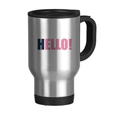 Imagem de Caneca de viagem Hello Citação Black Encourage Positive Tampa Flip Copo de aço inoxidável Copo de carro Thermos