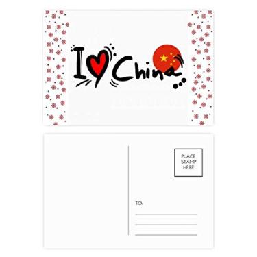 Imagem de I Love China Bandeira de Palavra Coração Natal Flor Celebração Cartão Postal Bênção Cartão de Correio