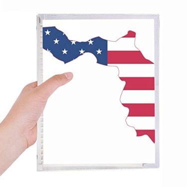 Imagem de Caderno em forma de bandeira de estrelas com mapa dos EUA da Flórida, diário de folhas soltas recarregável