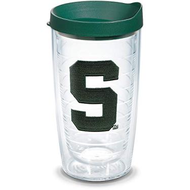 Imagem de Tervis Michigan State Spartans Block S Tumbler com emblema e tampa verde Hunter 473 ml, transparente