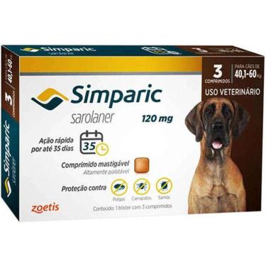 Imagem de Simparic 120Mg Antipulgas Cães De 40-60 Kg 3 Comprimidos