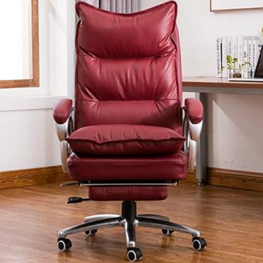 Imagem de Cadeira executiva comercial ergonômica de couro colado com encosto alto, cadeira de mesa ergonômica de computador de 300 lbs com suporte lombar ajustável cadeira executiva giratória de couro para