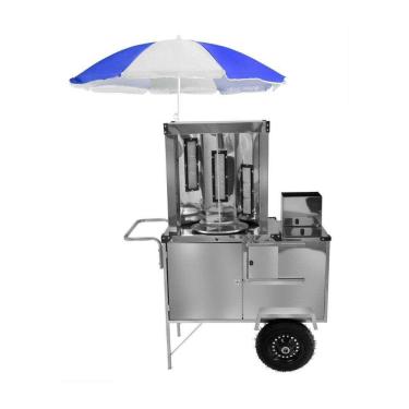 Imagem de Carrinho Churrasco Grego Inox Rodas Pneumáticas e Guarda Sol