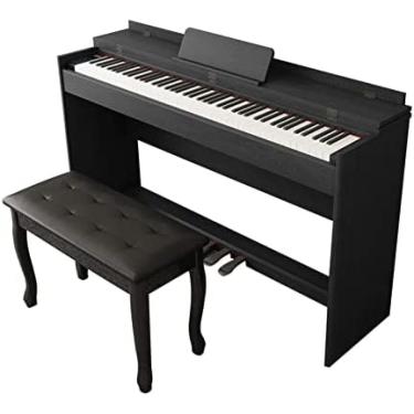 Imagem de Piano Digital Com 88 Teclas Ponderadas Ação De Martelo Teclado De Piano De Tamanho Completo Piano Elétrico Para Iniciantes USB/MIDI Piano Digital Doméstico Com Suporte Para Móveis, 3 Pedais, Banco