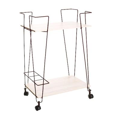 Imagem de Carrinho De Bebidas Organizador, Metaltru, Cor Corten Microtextura com Madeira Legno