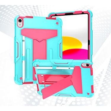 Imagem de Capa para tablet Capa compatível com iPad de 10ª geração Capa de 10,9 polegadas versão 2022, com Kickstand Capa de corpo inteiro híbrida de três camadas resistente à prova de choque Capa de proteção c