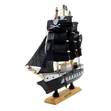 Imagem de Miniatura Barco Navio Pirata De Madeira Veleiro Decorativo ? 24cm