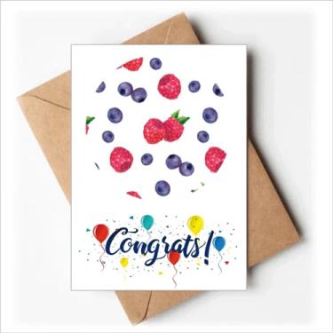 Imagem de DIYthinker Blueberry Morango Frutas Ilustração Padrão Cartões de Casamento Parabéns Envelopes Saudações