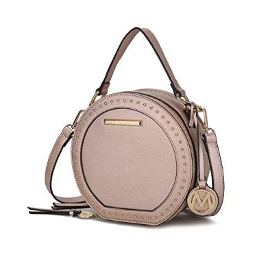 Imagem de MKF Collection Bolsas redondas transversais para mulheres e bolsas, bolsa de couro PU bolsa de mão pequena lateral carteiro, Ouro rosa Lydie, Medium
