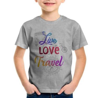 Imagem de Camiseta Infantil Live Love Travel - Foca Na Moda