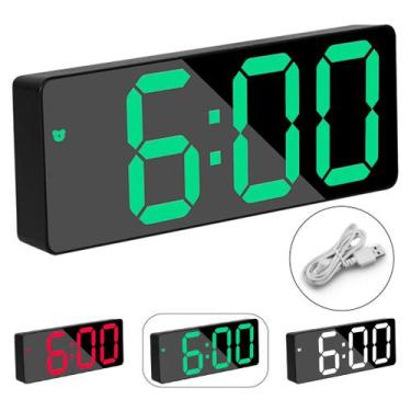 Imagem de Relógio De Mesa E Parede Digital Led Com Data Alarme Linha Premium - H
