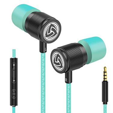 Imagem de LUDOS Fones de ouvido intra-auriculares ultra com fio, 5 anos de garantia, fones de ouvido com microfone, fones de ouvido com isolamento de ruído, espuma de memória para iPhone, Samsung, estudantes