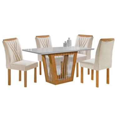 Imagem de Mesa De Jantar Marselha 120X90cm Com 4 Cadeiras Cel Móveis Cor Cinamom