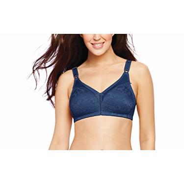 Imagem de Bali Sutiã de renda sem fio com suporte duplo, cobertura total, Azul-marinho, 36DD