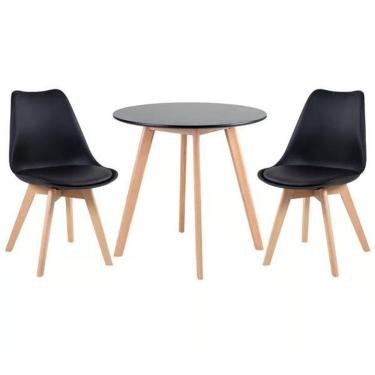 Imagem de Kit - Mesa Redonda 80 Cm Preto + 2 Cadeiras Leda