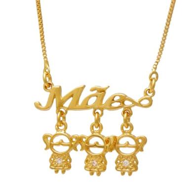 Imagem de Colar de Filhos Mãe de Três Meninas Folheado em Ouro 18K SoftJoias