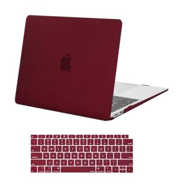 Imagem de MOSISO Compatível com MacBook Air 13 polegadas 2022 2021 2020 2019 2018 versão A2337 M1 A2179 A1932 Touch ID, capa rígida de plástico e capa de teclado para MacBook Air 13,3 polegadas, vermelho