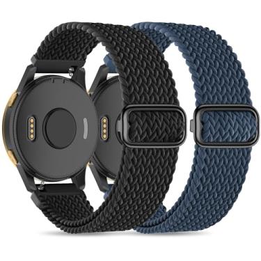 Imagem de Sunnyson Pacote com 2 pulseiras elásticas trançadas compatíveis com Garmin Venu 2/Garmin Venu 3/Garmin Vivoactive 4,22 mm pulseiras de relógio ajustáveis de nylon para mulheres e homens