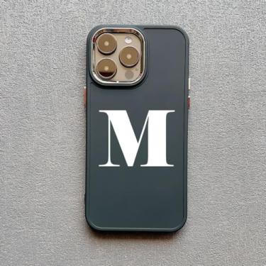 Imagem de Capa de telefone fashion inicial com 26 letras AZ para iPhone 14 15 13 12 11 Pro Max X XS XR 7 8 Plus SE20 Capa macia em negrito branco, M, para iphone14 pro max