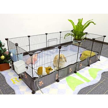 Imagem de Gaiolas de porquinho-da-índia 2,5 m² expansíveis C&C para 2 pequenos animais de estimação, cercadinho de animais de estimação, grades de metal, cerca de coelho, gaiola de ouriço com forro de PVC, 121,9 x 61 x 40,6 cm, 12 painéis, por CHEGRON