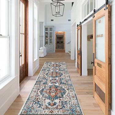 Imagem de Tapete de corredor dobrável, tapete de cozinha macio, tapete combina uma paleta brilhante de cores sofisticadas com um design clássico inspirado em persa (2 X 7, tijolo)