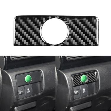 Imagem de NVCNX Capa de painel de botão ECON de fibra de carbono real de fibra de carbono compatível com Honda 9ª geração Accord 2013 2014 2015 2016 2017 SE LX Sport EX EX-L Touring acessórios de acabamento interior híbrido preto