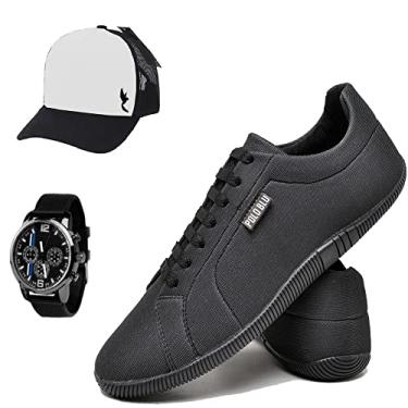 Imagem de Kit Sapatênis Masculino Casual Com Boné e Relogio Confortavel Bonito Cor:Preto;Tamanho:41;Genero:Masculino