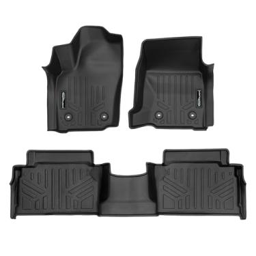 Imagem de SMARTLINER Conjunto de forro de piso de 2 fileiras de ajuste personalizado para todos os climas, preto compatível com Toyota Tacoma Double Cab 2024 (serve apenas com armazenamento sob o assento da 2ª