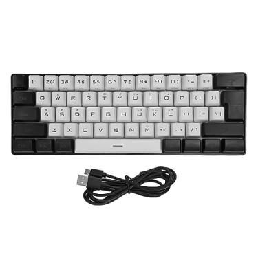 Imagem de Mini teclado RGB, teclado para jogos com fio, teclado de 61 teclas, teclado ergonômico para computador portátil (Branco)