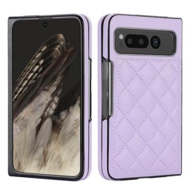 Imagem de Capa para celular Google Pixel Fold, couro macio com padrão de luxo, antichoque, fina, estilo moderno (roxo)