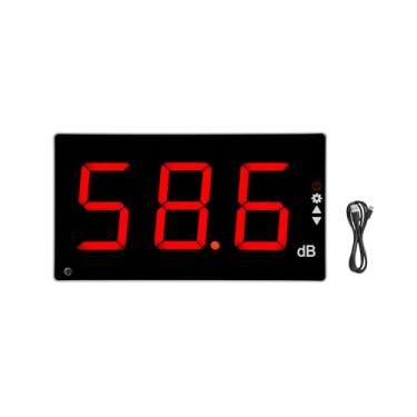 Imagem de Mulcort Medidor de nível de som com tela LCD grande montado na parede, medidor de ruído digital, testador de monitoramento de decibéis, instrumento de medição de volume de ruído, faixa de medição de