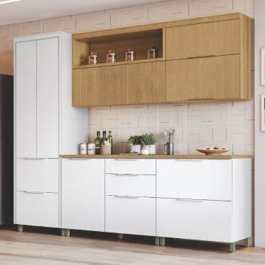 Imagem de Cozinha 5 Peças 7 Portas 6 Gavetas Marquesa 100% Mdf Branco/Marrom