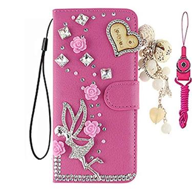 Imagem de Capa para celular Sharp AQUOS Simple Sumaho 6, carteira de couro brilhante feita à mão e alça de pescoço [suporte] [fecho magnético] para Sharp AQUOS Simple Sumaho 6 capa de telefone (tamanho 11)