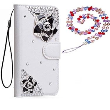 Imagem de Capa para Samsung Galaxy M22, capa protetora de couro brilhante e alça de pescoço [suporte] [compartimentos para cartões] [fecho magnético] para Samsung Galaxy F22 (# 16)