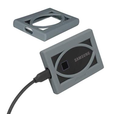 Imagem de Alltravel Capa amortecedora de silicone para SSD portátil Samsung T7, T7 Touch - 1TB, 2TB, 500 GB - USB 3.2 Unidades externas de estado sólido (cinza)