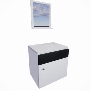 Imagem de Gabinete Armário Para Banheiro Suspenso Com Cuba Mármore Sintético 44cm Preto Brovália