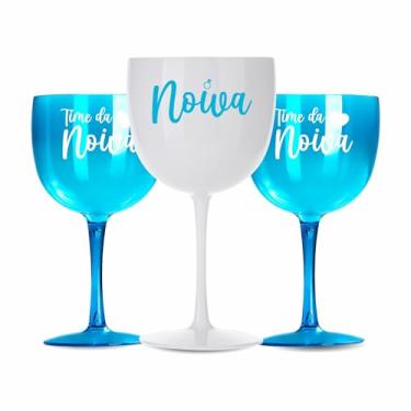 Imagem de Kit 15 Taças Gin Vodka 580ml Acrílica - Personalizadas Chá de lingerie despedida de solteira madrinhas Bride Noiva - Aloha (Azul Neon - Noiva)
