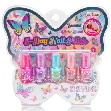 Imagem de Hot Focus Conjunto de esmalte infantil – Kit de esmalte perfumado à base de água para crianças – Secagem rápida e descasca – Presente ideal (borboleta)