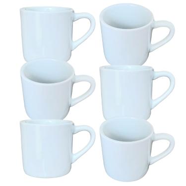 Imagem de Jogo 6 Caneca Xícara 100ml Café Chá Cappuccino - Porcelana