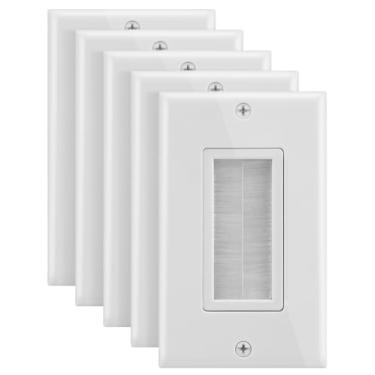 Imagem de Fosmon Placa de parede com 1 unidade (pacote com 5), cabo de baixa tensão para instalação na parede para fios de alto-falante, cabos coaxiais, cabos HDMI ou cabos de rede/telefone